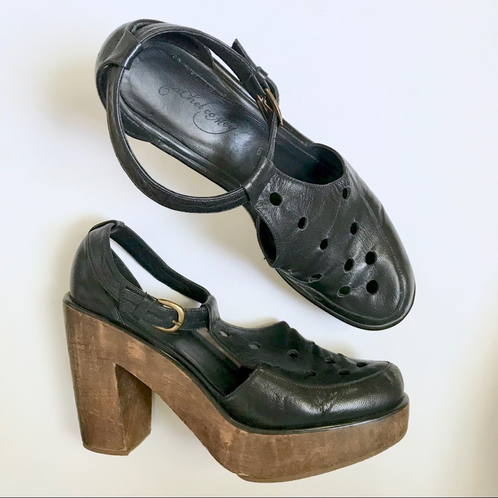 Rachel Comey Leather Ankle Strap Wood Clogs